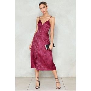 Nastygal Jacquard Bustier Dress in Raspberry